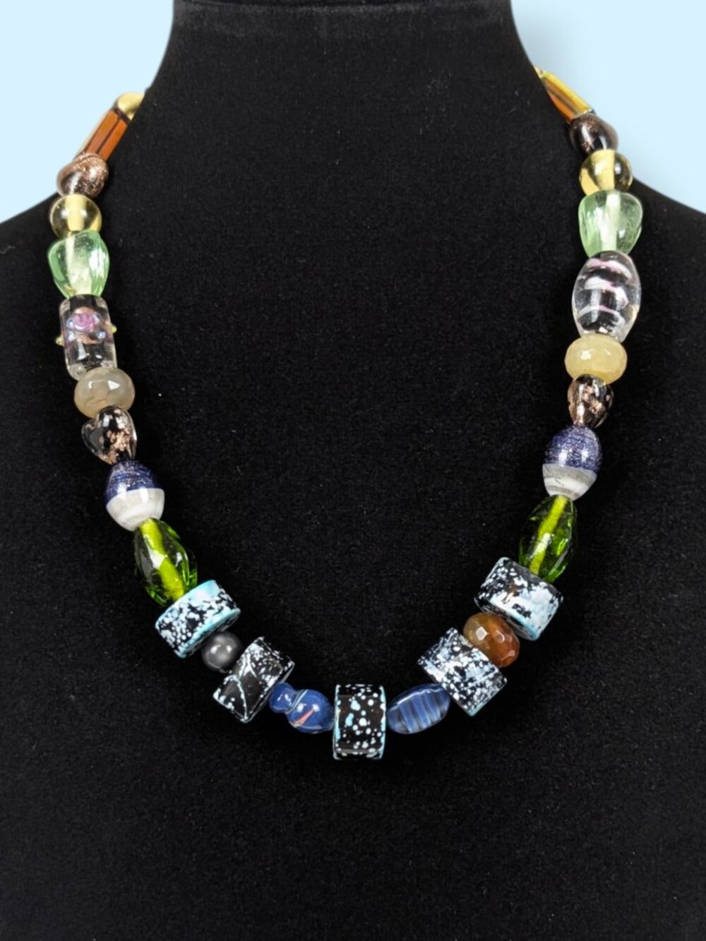 Vintage Mixed Art Glass Beaded Necklace